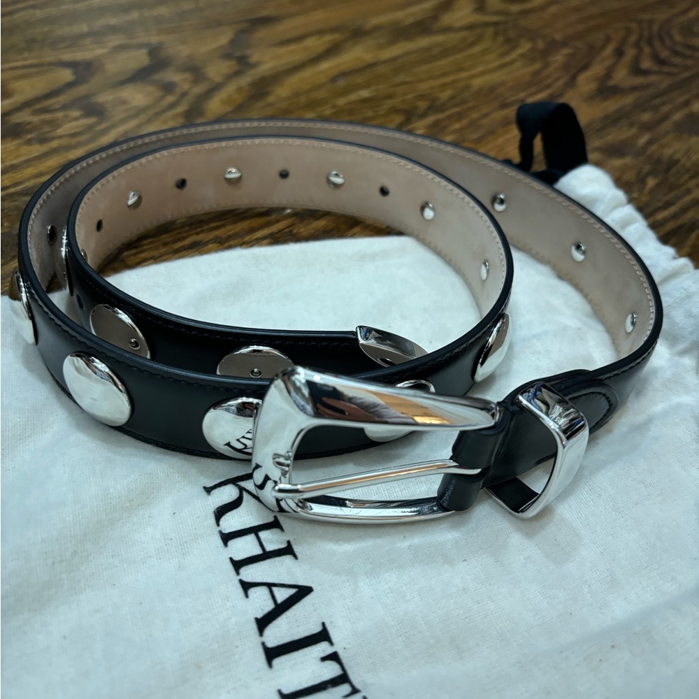 Khaite Benny studded belt jn black- size 80cm